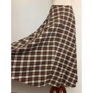VTG Plaid Flannel Zip Up Long Skirt Made in USA